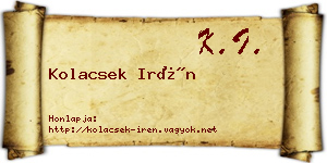 Kolacsek Irén névjegykártya